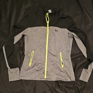 PINK Victoria's Secret Black and Gray Jacket with Yellow Accents